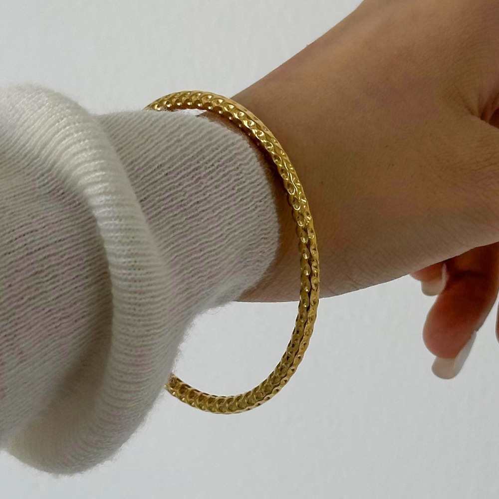 Bracelet Simple En Acier Inoxydable Plaqué Or  Pour Femme, 1 Pièce Image4