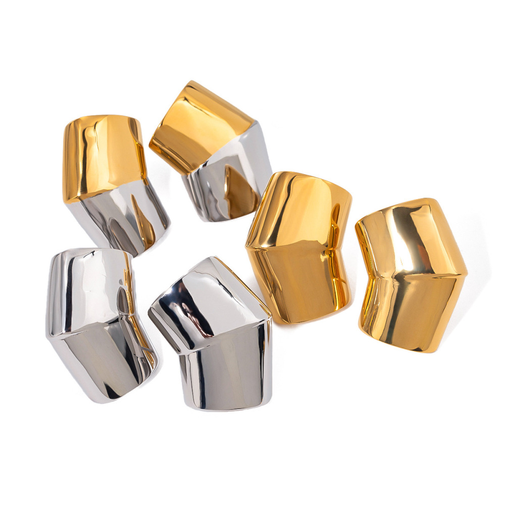 1 Paire De Boucles D'Oreilles À Tige Géométriques En Acier Titane Plaqué Or Pour Femme, Série Simple h5Image6