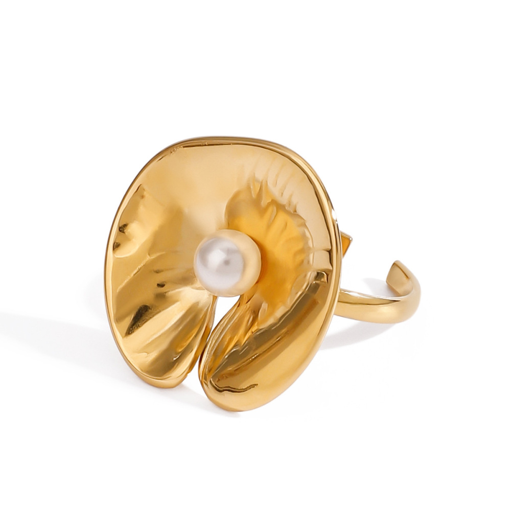 Bague Ajustable Pour Femme, En Acier Inoxydable Doré, Forme D'Arbre Naturel Exagérée (1 Pièce), Collection De Luxe. Image6