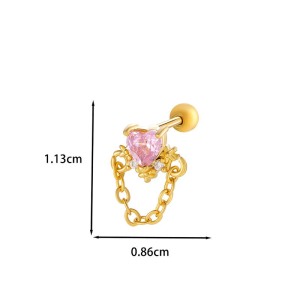 Boucles D'Oreilles À Tige Papillon En Acier Titane Et Zircon Pour Femme, 1 Pièce h5 Image2