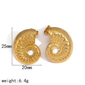 1 Paire De Boucles D'Oreilles À Tige En Perles Artificielles Plaquées Or , Série Simple Turtle h5 Image4