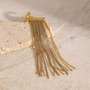 1 Paire De Boucles D'Oreilles Pendantes Élégantes À Pompons, En Acier Inoxydable Plaqué Or, Pour Femme, Collection Classique. h5 Image5