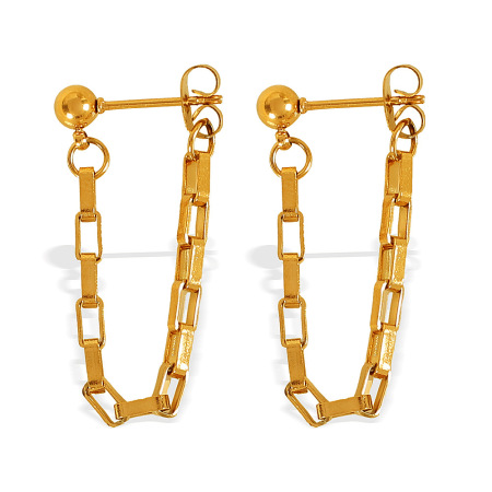 1 paire de boucles d'oreilles pendantes à pompon en acier inoxydable plaqué or  pour femme 2