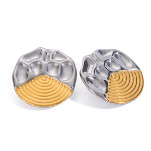 1 Paire De Boucles D'Oreilles À Tige Géométriques Rétro En Acier Inoxydable Plaqué Or Pour Femme h5 Image6