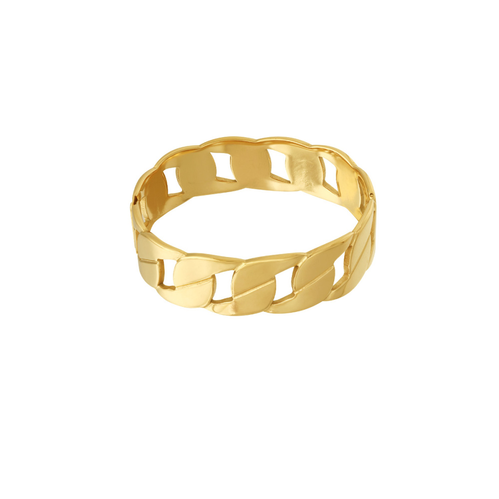 Bracelet Jonc Classique Torsadé En Acier Inoxydable, Couleur Or, Étanche, Collection Gleaming Series (1 Pièce) h5Image8
