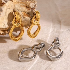 1 Paire De Boucles D'Oreilles Pendantes Géométriques Simples En Acier Inoxydable Plaqué Or Pour Femme h5 Image3