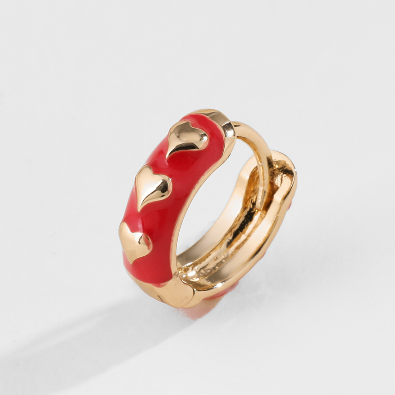 1 Paire De Boucles D'Oreilles En Alliage Pour Femme, Série Romantique, Motif Cœur Mignon Image6