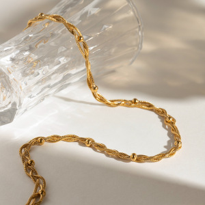 Collier Simple En Acier Inoxydable Plaqué Or Pour Femme, Série Simple, 1 Pièce h5 Image3