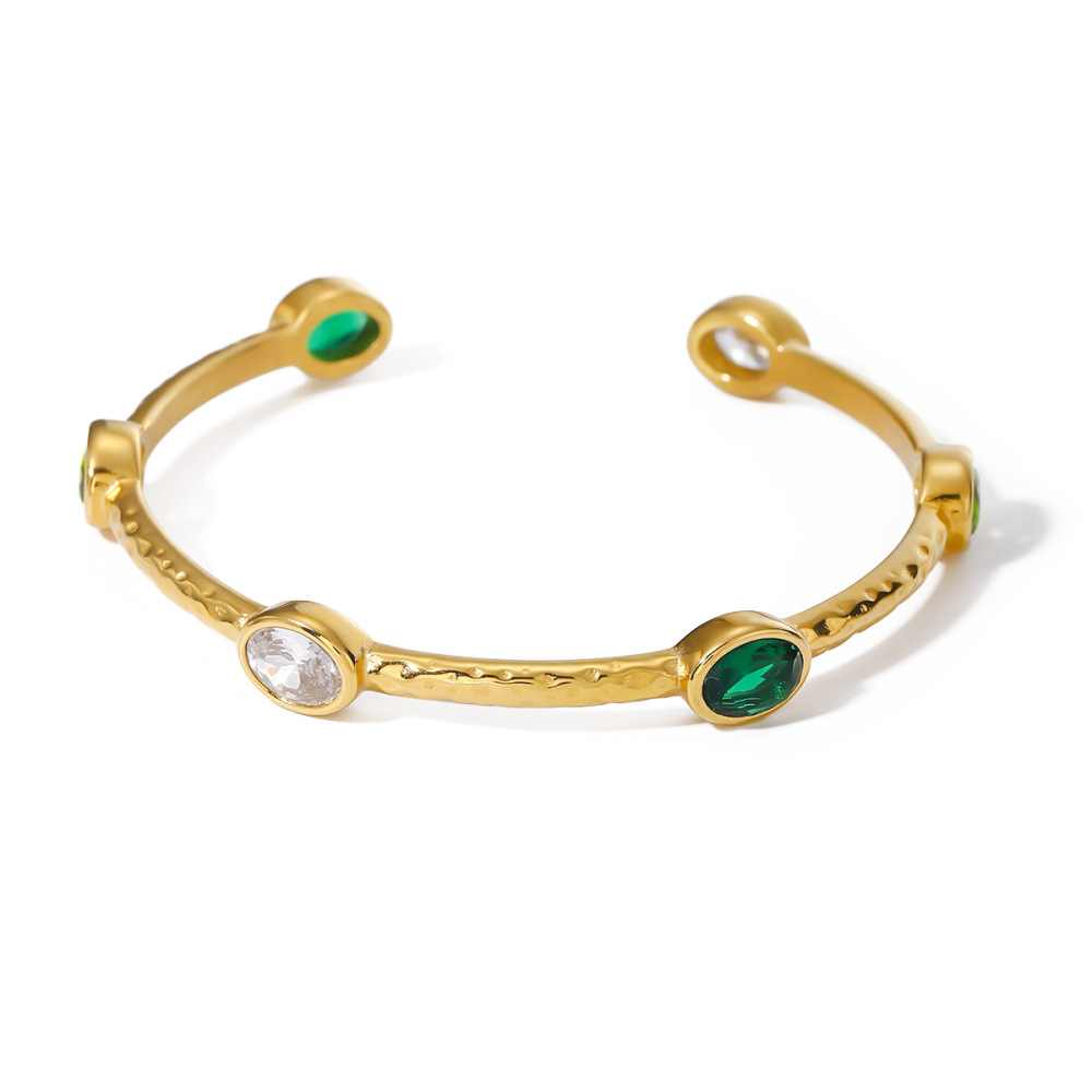 Bracelet Géométrique En Acier Inoxydable Plaqué Or  Et Zircon Pour Femme, Série Simple, Style Ins Image6
