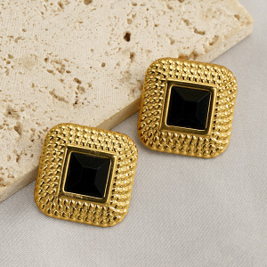 1 Paire De Boucles D'Oreilles À Tige Géométriques Simples En Acier Inoxydable Plaqué Or  Et Acrylique Pour Femmes h5 Image5
