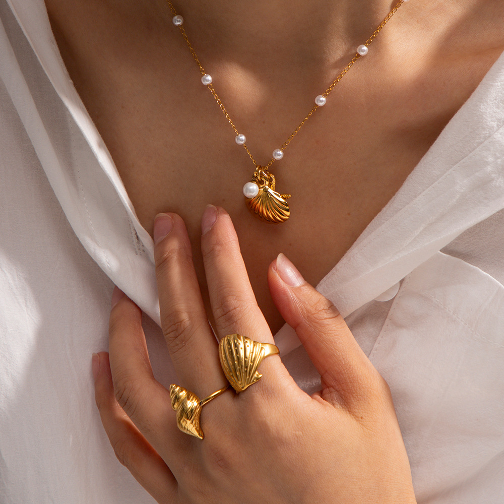 Boucles D'Oreilles Coquillage En Acier Inoxydable, Style Plage D' , Stations Indépendantes Européennes Et Américaines, Boucles D'Oreilles Étoile De Mer En Acier Titane, Meilleures Ventes Image3