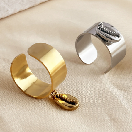 Bague ajustable pour femme, série simple, décontractée, en acier inoxydable, couleur or, motif tortue 2