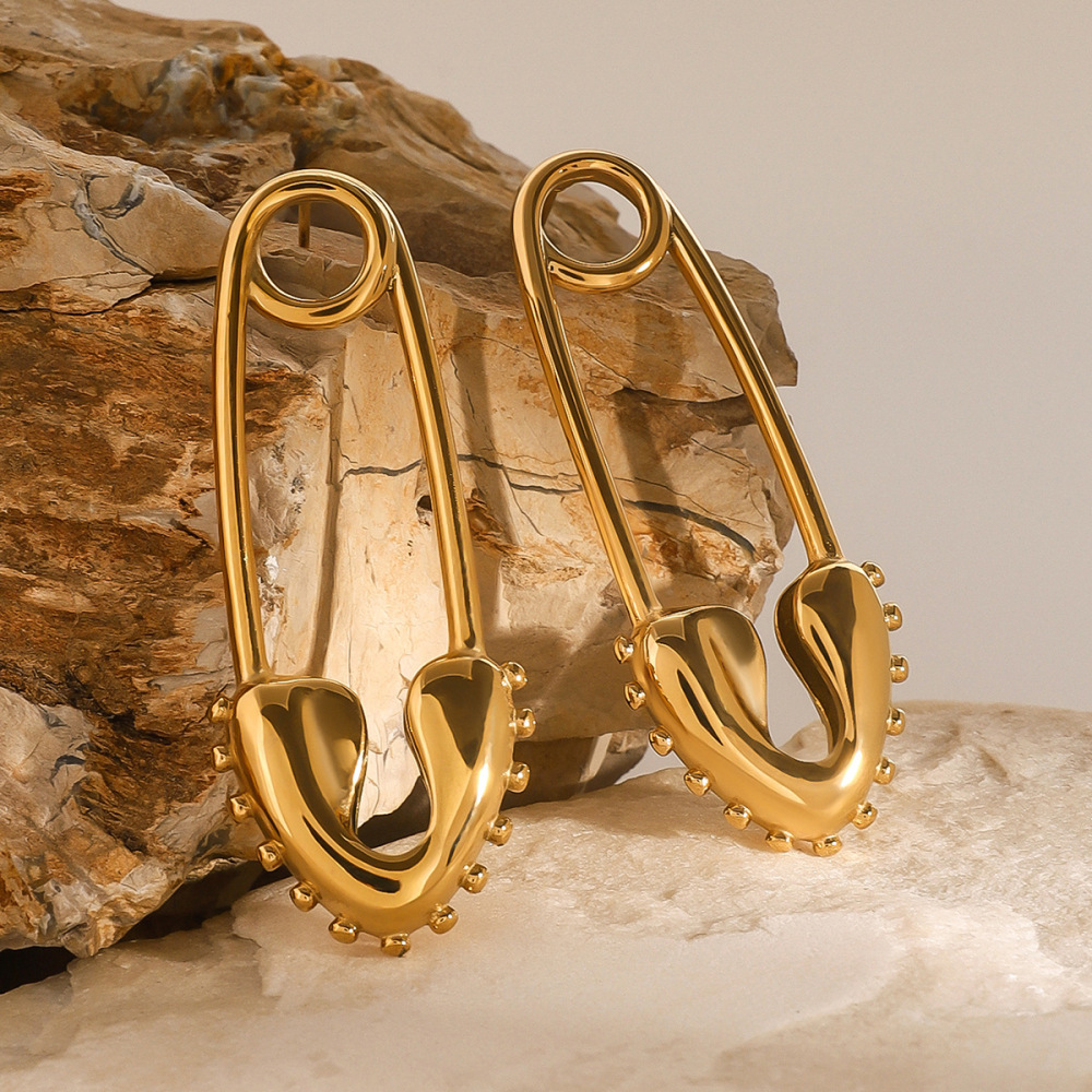 1 Paire De Boucles D'Oreilles À Tige Géométriques Décontractées En Acier Inoxydable Plaqué Or  Pour Femmes Image4