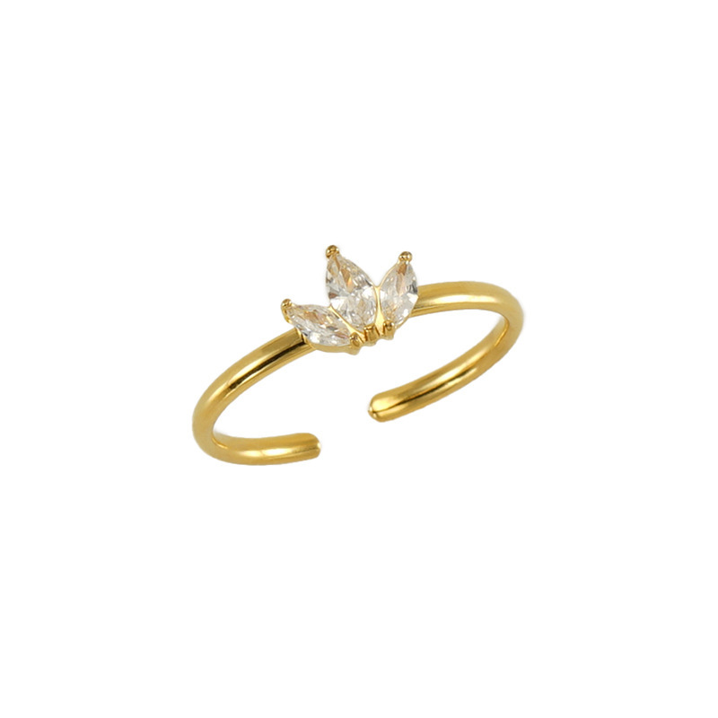 1 Paire De Bagues En Acier Inoxydable Transfrontalier Incrustées De Zircons En Forme De Feuille D'Érable Pour Femmes, Bague De Luxe Légère En Acier Titane À La Mode Et Polyvalente Pour Femmes, Bague Réglable Image6