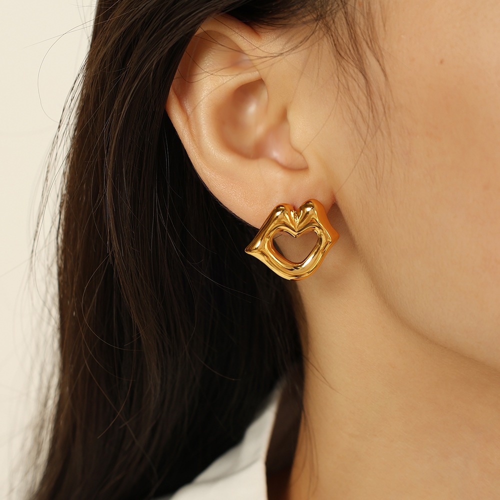1 Paire De Boucles D'Oreilles À Tige Géométriques Simples En Acier Inoxydable Plaqué Or Pour Femme Image7
