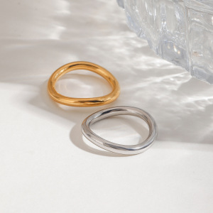 Bague Simple Pour Femme, 1 Pièce, Série Simple, Style Ins, En Acier Inoxydable, Couleur Or h5 Image7