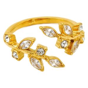 1 Paire De Bagues Ajustables Pour Femme, Série Simple, En Acier Titane Plaqué Or , Motif Plante Quotidienne h5 Image6