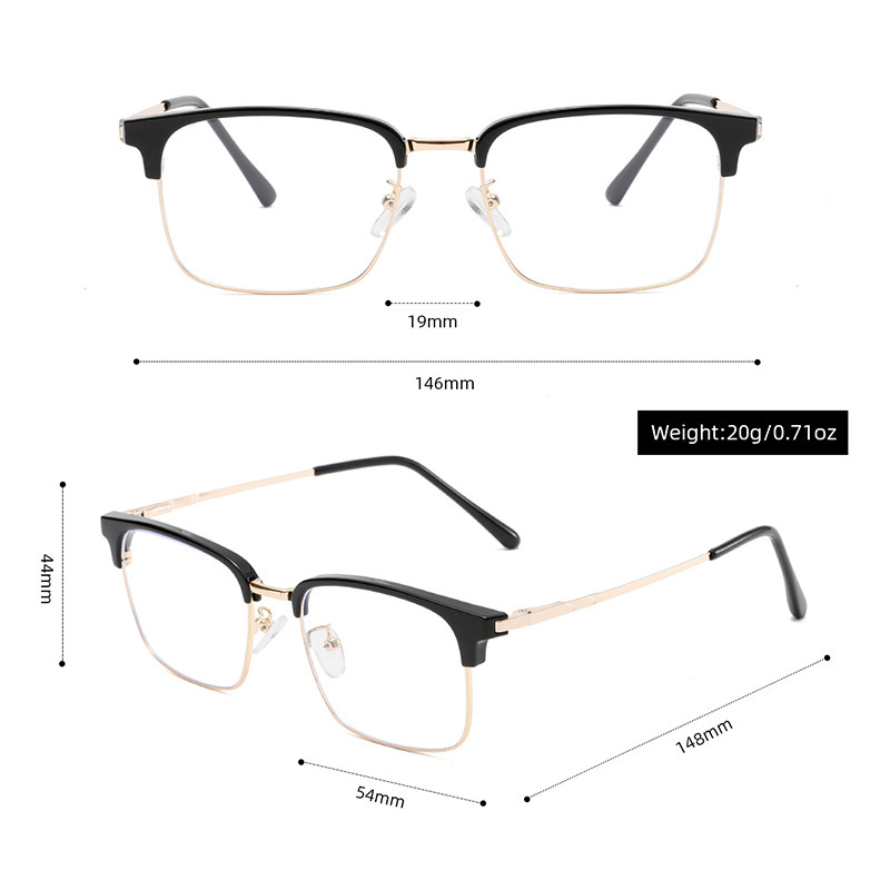 1 Paire De Lunettes Décontractées Semi-Montées Carrées Anti-Lumière Bleue Image9
