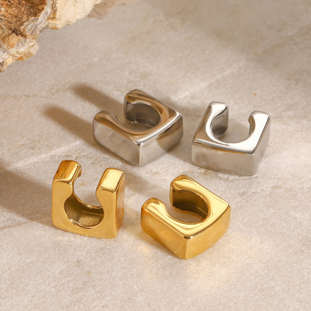 1 paire de manchettes d'oreilles étanches en acier inoxydable couleur or 2
