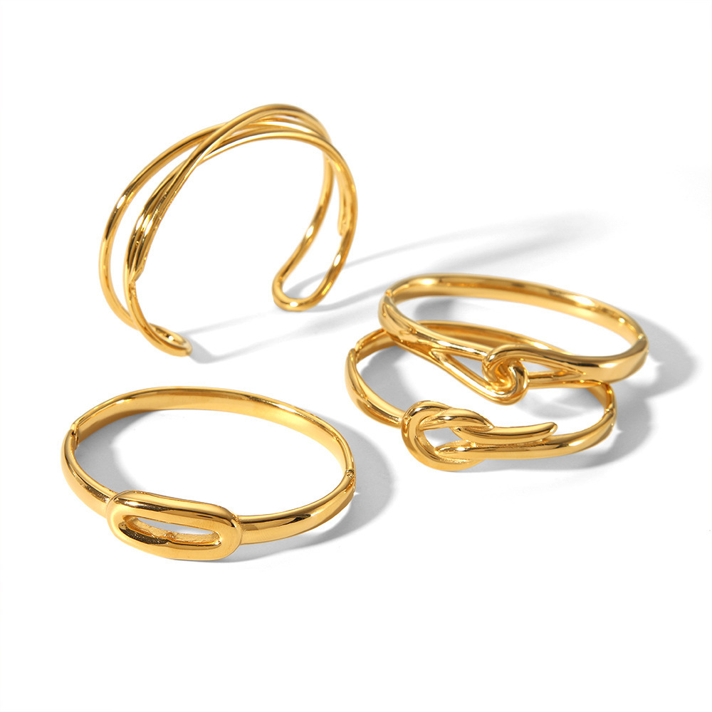 1 Pièce De Style Ins Bracelets Ronds Plaqués Or  Image6