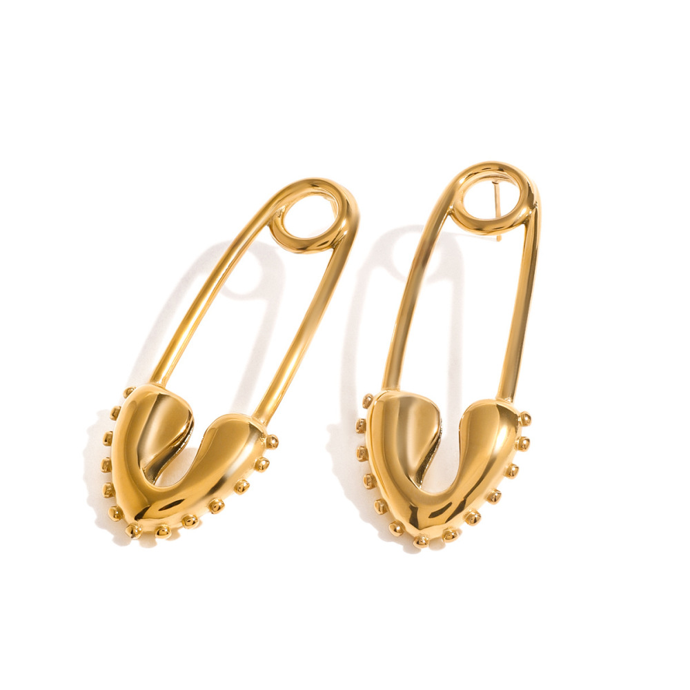 1 Paire De Boucles D'Oreilles À Tige Géométriques Décontractées En Acier Inoxydable Plaqué Or  Pour Femmes Image5