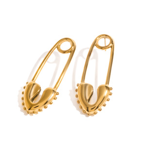 1 Paire De Boucles D'Oreilles À Tige Géométriques Décontractées En Acier Inoxydable Plaqué Or  Pour Femmes h5 Image5