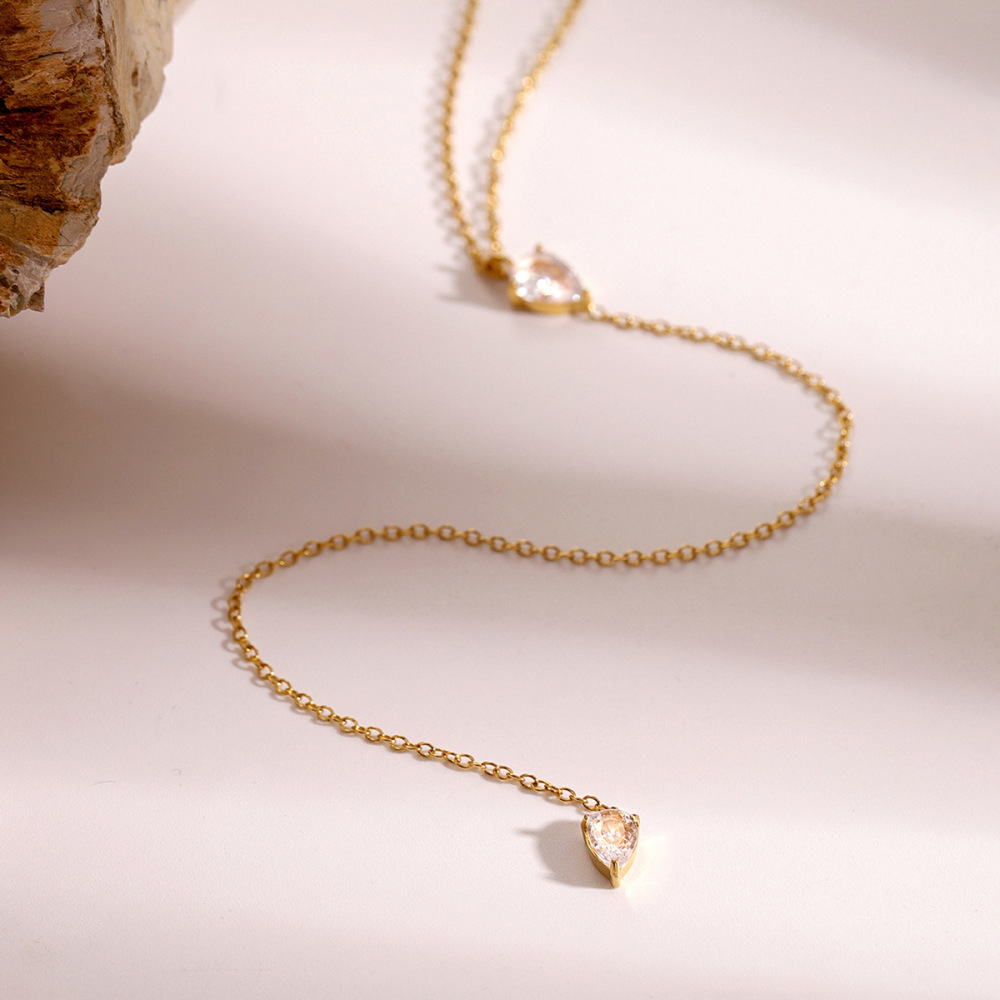 Collier Pendentif Simple En Acier Inoxydable Plaqué Or Avec Strass Pour Femme, Série Simple Image5