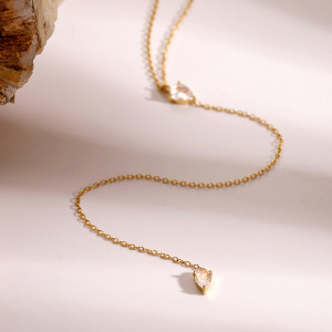 Collier Pendentif Simple En Acier Inoxydable Plaqué Or Avec Strass Pour Femme, Série Simple h5 Image5