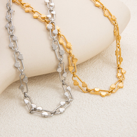 collier pendentif unisexe en acier inoxydable plaqué or , série simple, 1 pièce 2