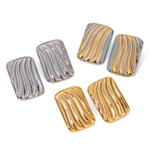 1 Paire De Boucles D'Oreilles À Tige En Acier Inoxydable Plaqué Or Pour Femme, Style Bande Simple h5 Image6