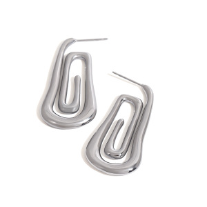 Boucles D'Oreilles Puces Pour Femme, Style Rétro Chic Minimaliste, En Forme De Spirale, En Acier Inoxydable Étanche, Couleur Or (1 Paire). h5 Image9