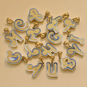 Pendentif Unisexe Simple Et Chic En Acier Inoxydable, Couleur Or, Étanche, Avec Lettre. h5 Image5