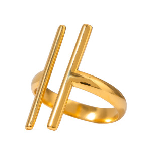 Bague Simple En Acier Inoxydable Étanche Couleur Or (1 Pièce) h5 Image5