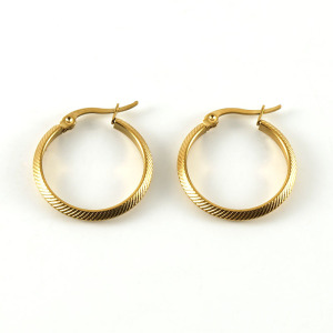1 Paire De Boucles D'Oreilles Créoles Géométriques Simples En Acier Inoxydable Plaqué Or  Pour Femme h5 Image6