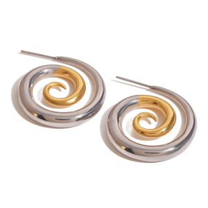1 Paire De Boucles D'Oreilles À Tige Simples Pour Femmes, En Acier Inoxydable Plaqué Or , Série  h5 Image5