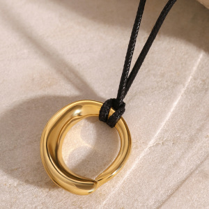 Collier Avec Pendentif Géométrique En Acier Inoxydable Plaqué Or  Pour Femme, Série Simple Et Décontractée, 1 Pièce h5 Image4
