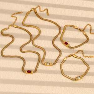 Bracelet Chaîne Femme En Acier Inoxydable Doré, Style Rétro Géométrique, Étanche, 1 Pièce, Collection Luxe. h5 Image4