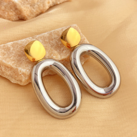 1 paire de boucles d'oreilles pendantes pour femme, en acier inoxydable imperméable, de couleurs assorties.
