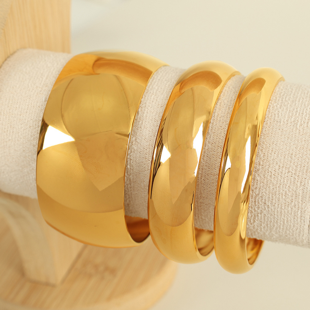 Bracelet Simple En Acier Inoxydable Plaqué Or  Pour Femme, 1 Pièce Image3