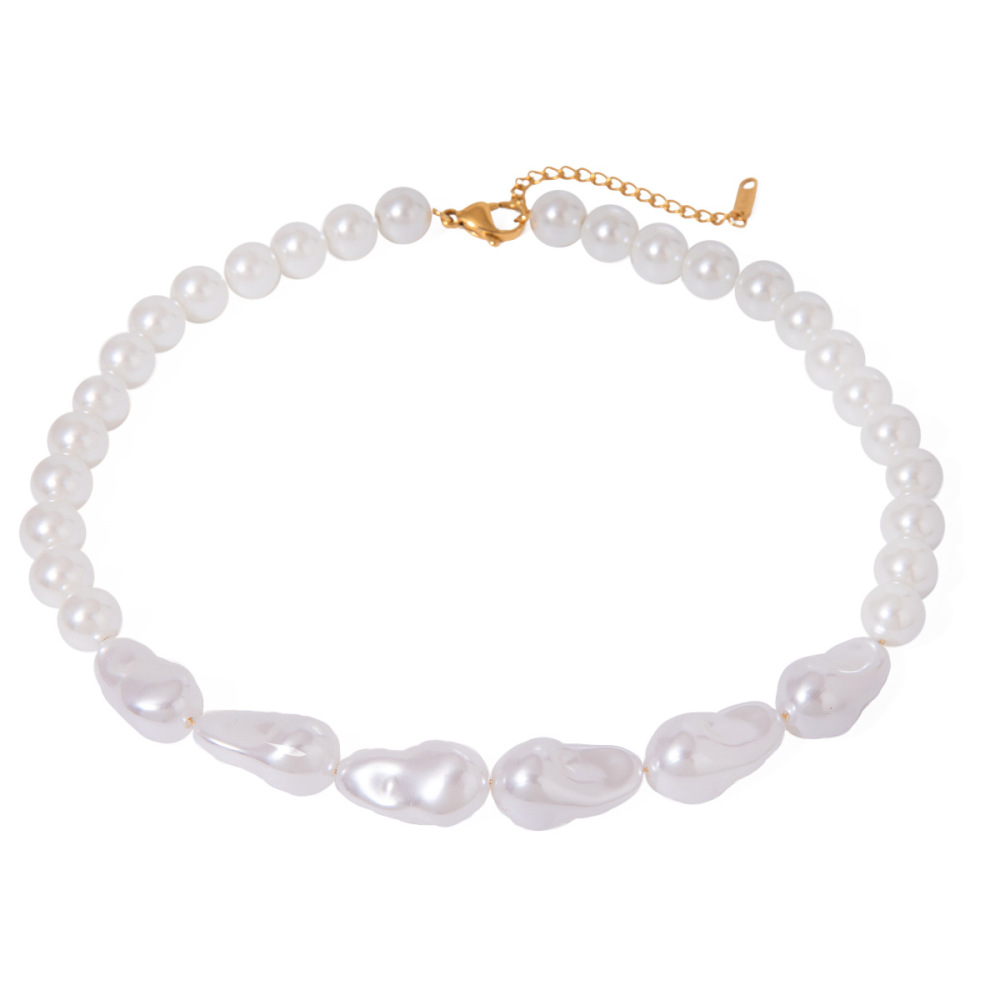 Collier De Perles Artificielles Pour Femme, Série Classique, Élégant, En Acier Inoxydable Plaqué Or Image6