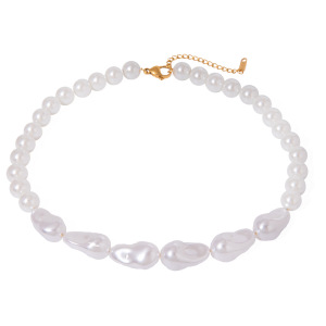 Collier De Perles Artificielles Pour Femme, Série Classique, Élégant, En Acier Inoxydable Plaqué Or h5 Image6
