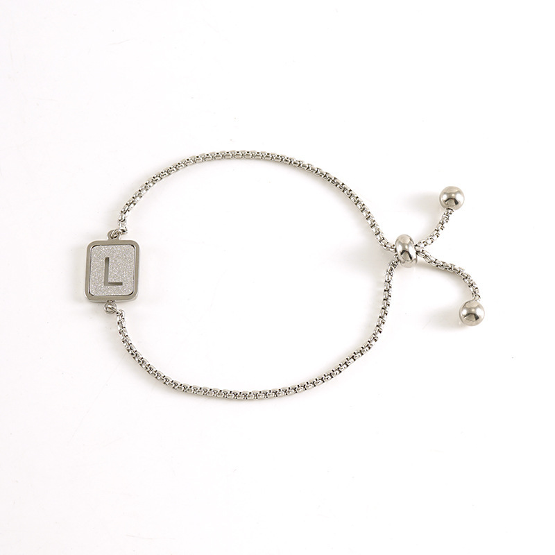 Bracelet Chaîne Pour Femme, Série Simple, Lettre Quotidienne, En Acier Titane Plaqué Or  Image6