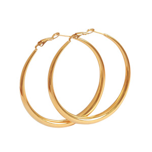 1 Paire De Boucles D'Oreilles Créoles Classiques En Acier Titane Plaqué Or Pour Femme, Série Simple h5 Image6