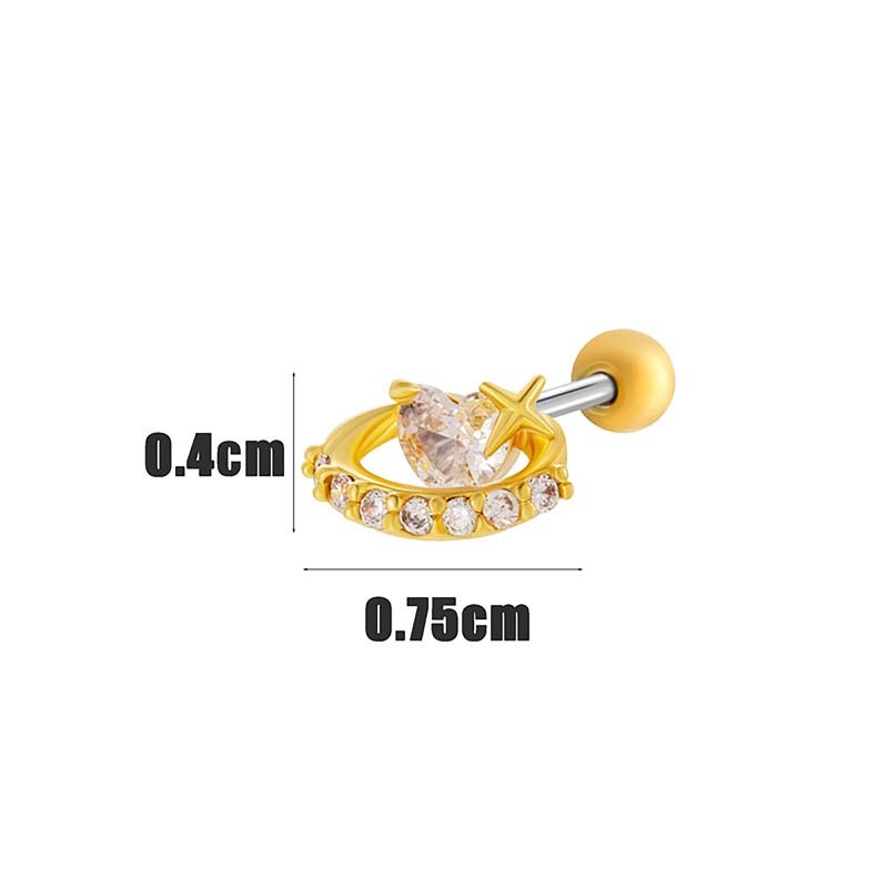 Boucles D'Oreilles À Tige En Acier Titane Et Zircon Pour Femme, 1 Pièce Image2
