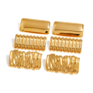 1 Paire De Boucles D'Oreilles À Tige Géométriques Simples En Acier Titane Plaqué Or  Pour Femme h5 Image4