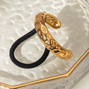1 Paire D'Élastiques À Cheveux Pour Femme En Acier Inoxydable Plaqué Or , Motif Tortue Rétro, Série Simple h5 Image4