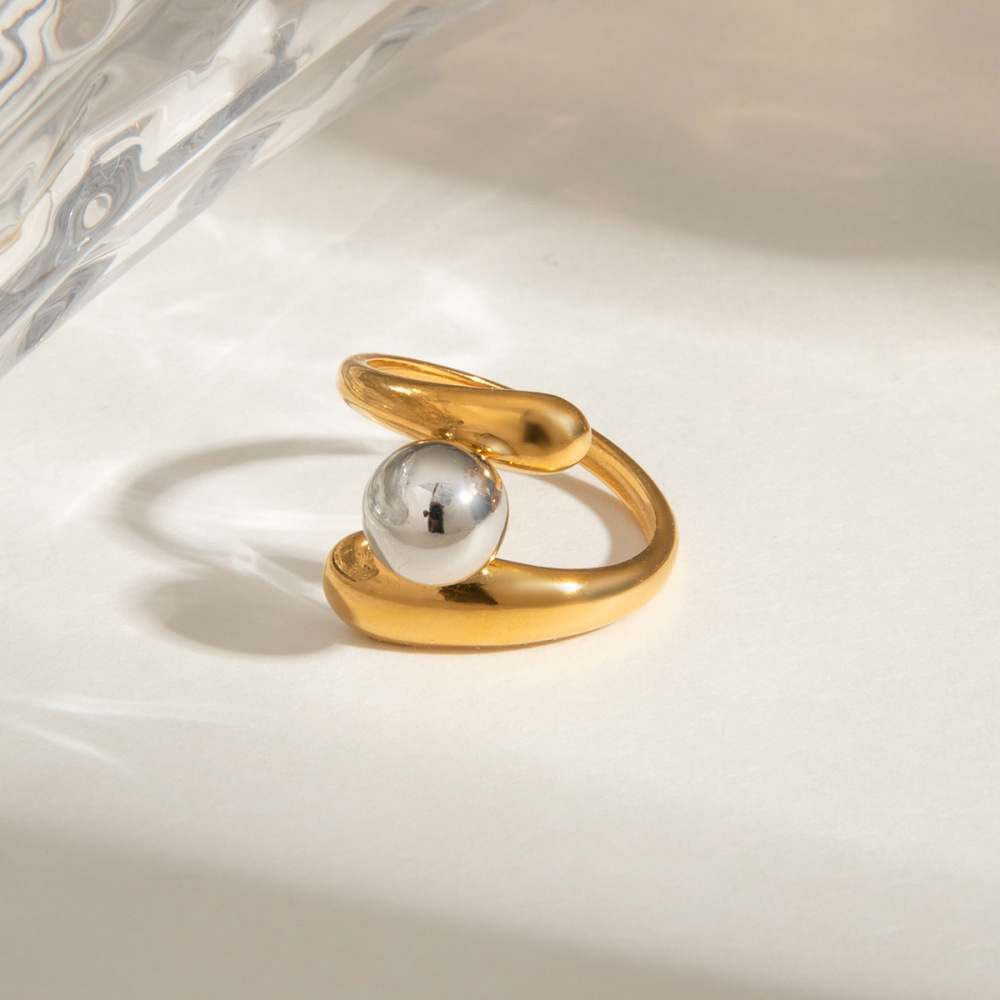 Bague Simple Pour Femme, Collection Minimaliste Classique À Lignes Irrégulières, En Acier Inoxydable Étanche, Coloris Or Et Argent. Image4