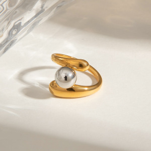 Bague Simple Pour Femme, Collection Minimaliste Classique À Lignes Irrégulières, En Acier Inoxydable Étanche, Coloris Or Et Argent. h5 Image4