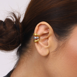 1 Paire De Manchettes D'Oreilles Annulaires Minimalistes En Acier Inoxydable Étanche, Couleur Or Et Argent, Pour Femmes, Collection Daily Series h5 Image4