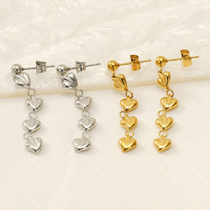 Boucles D'Oreilles Pendantes Classiques À Pompons, En Acier Inoxydable Plaqué Or, Pour Femme (1 Paire). h5 Image4